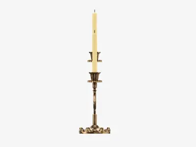 Candlestick with candles antique 06 3D model