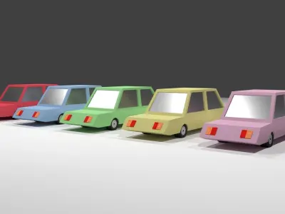 Low poly cartoon car Low-poly 3D model get