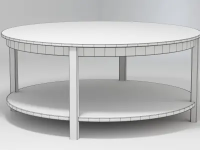 Round Wooden Coffee Table 3D model