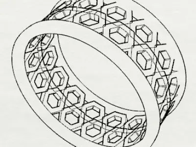 Patterned Ring 3D model Texture 3D print model shop
