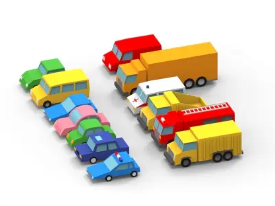 Low poly Car pack 3D model