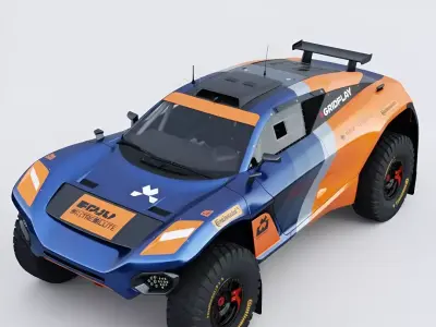 Aggressive Off-Road Racing Buggy with Bold Livery Low-poly 3D model
