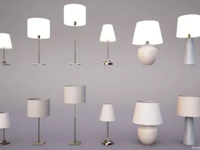 Table lamps PBR Game Ready Low-poly 3D model