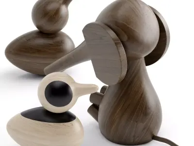 Wooden toys Low-poly 3D model