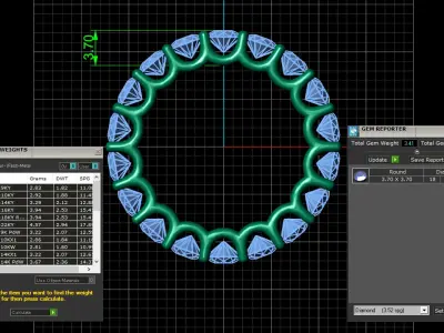 U Shaped Eternity Ring 3 point 7 mm stone size swiss 14 and EU54 3D print model