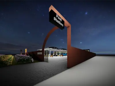 fuel station Low-poly 3D model