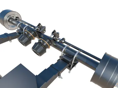 Truck Trailer Single Point Suspension System Heavy Duty 3D Model Low-poly 3D model