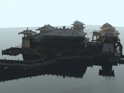Chinese ancient house  3D model 36