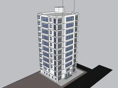 Office building with glass facade on elevation 3D model