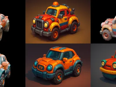 Stylized Car Advanced model bundle 23 pack 35 glb 3D model