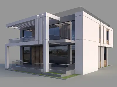 Modern Villa 3D model 9