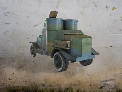 WWI armored car - Austin - 3rd Series 1918 Low-poly 3D model