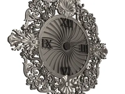 Classic Wall Clock 010 Chrome Low-poly 3D model