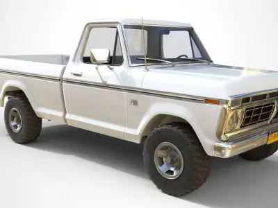 Ford Classic F100 pickup 1976 New White Low-poly 3D model