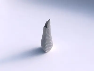 Vase puffy tipped triangle with extruded vertical lines 2 3D print model