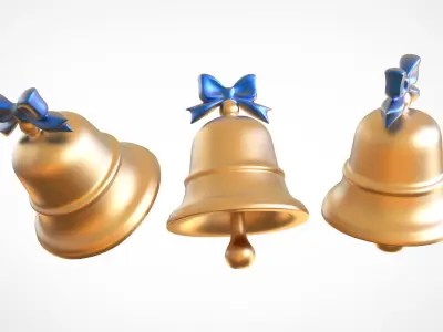 Christmas Bells Realistic Holiday Decoration Asset 003 Low-poly 3D model