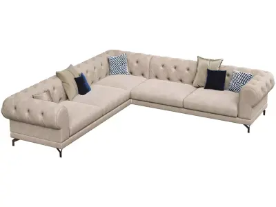 Luxury Chesterfield Corner Sofa Set  3D model