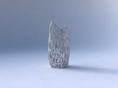 Vase double arc rectangle with smooth organic lattice 3D print model