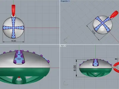 cross hollow pendant model 345 3D print model