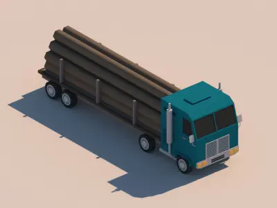 Cartoon Low Poly Truck Package Low-poly 3D model