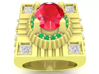 Luxury Square Mens Statement Ring  3831 3D print model