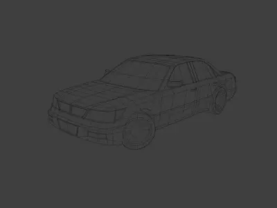 Low Poly Old Generic Full-Sized Sedan  Low-poly 3D model