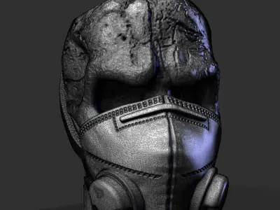 Skull  Penholder  with mask vol2cum flowerpot home decor art 3D print model