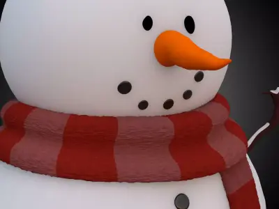 Snowman wearing scarf and hat Low-poly 3D model purchase
