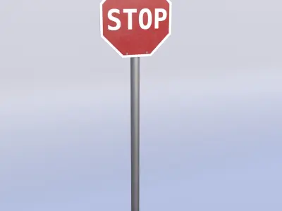 Game-ready Stop sign clean Unity Unreal Engine  Low-poly 3D model