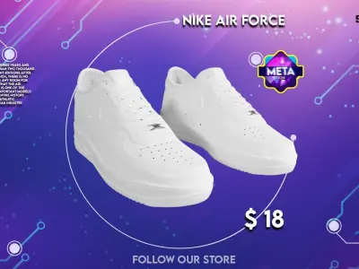 Nike Air Force 1 low white Low-poly 3D model purchase