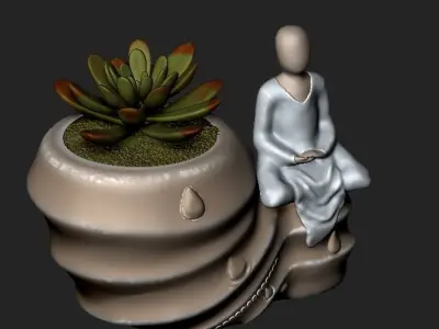 Suculent pot human meditating  - STL for 3D print 3D print model