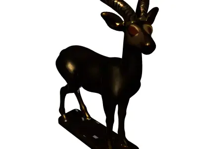 Golden Gazelle Statue Ornament Low-poly 3D model