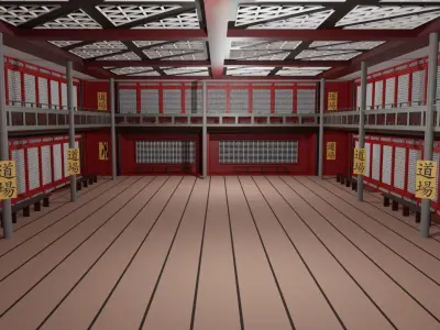 Japanese Dojo Low-poly 3D model