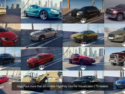 Giga Pack more than 80 models HighPoly Cars for Visualization
