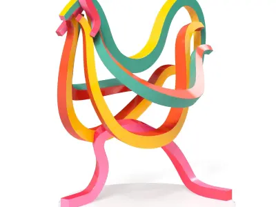 Rooster colorful sculpture 3D model