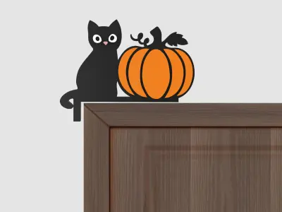 Halloween Door Corner Decor - Cat Pumpkin Shaped 3D print model