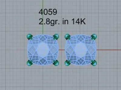Diamond Stud Earring 4059 3D print model
