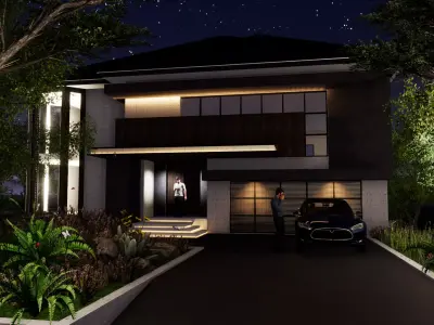 modern house Low-poly 3D model