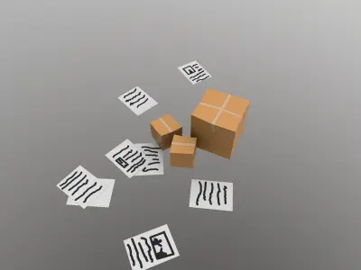 Papers and Boxes Free low-poly 3D model