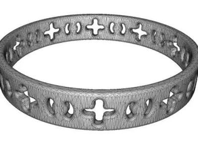 Spectacular Antique Silver Bangle Low-poly 3D model