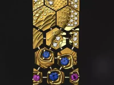 Peacock and jacuar  earrings 3D print model