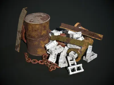 Rusty Debris Pile environment prop PBR Low-poly 3D model