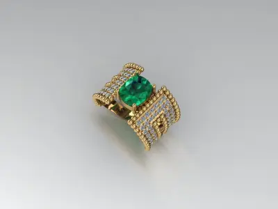 Exquisite Rectangular Emerald and Diamond  3D print model