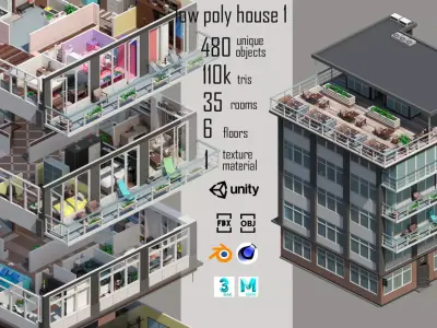 low poly house 1 Low-poly 3D model