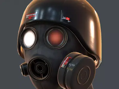 Gas mask helmet 3d model scifi Low-poly  Low-poly 3D model