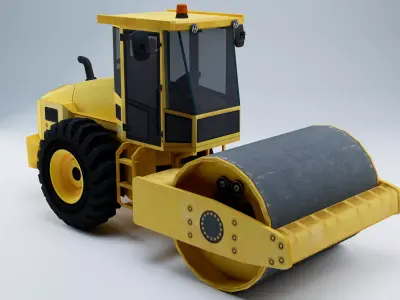 Road roller   low poly Low-poly 3D model
