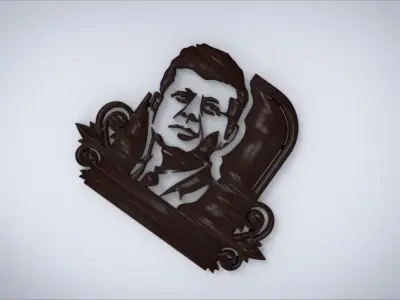 Wall decoration with John F Kennedy motif Low-poly 3D model