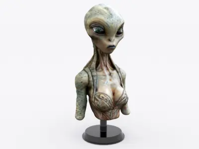 Alien Woman Bust Low-poly 3D model