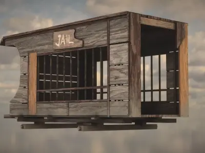 Western Wagon Low-poly 3D model