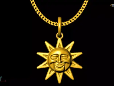 Sun Face pendant charms - one inch pendant 3D print model